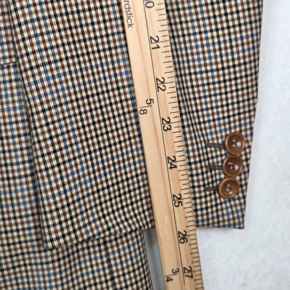 Canali Proposta Blazer Mens 42 L Brown Blue Houndstooth Wool Sport Coat Italy